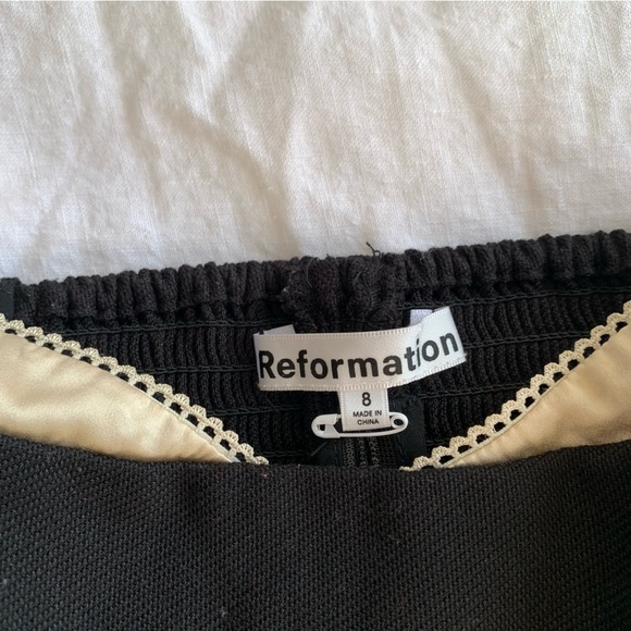 Reformation Melanie Bra Trim Cami Camisole Tank Top Black Cream - Picture 4 of 10